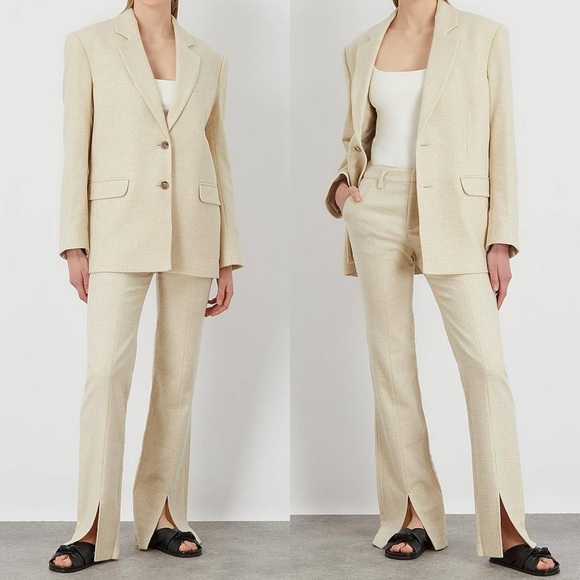 Anine Bing Jackets & Blazers - 🆕 ANINE BING Sonora Full Suit Set in Buttercream Houndstooth Sz S / 32 Pants